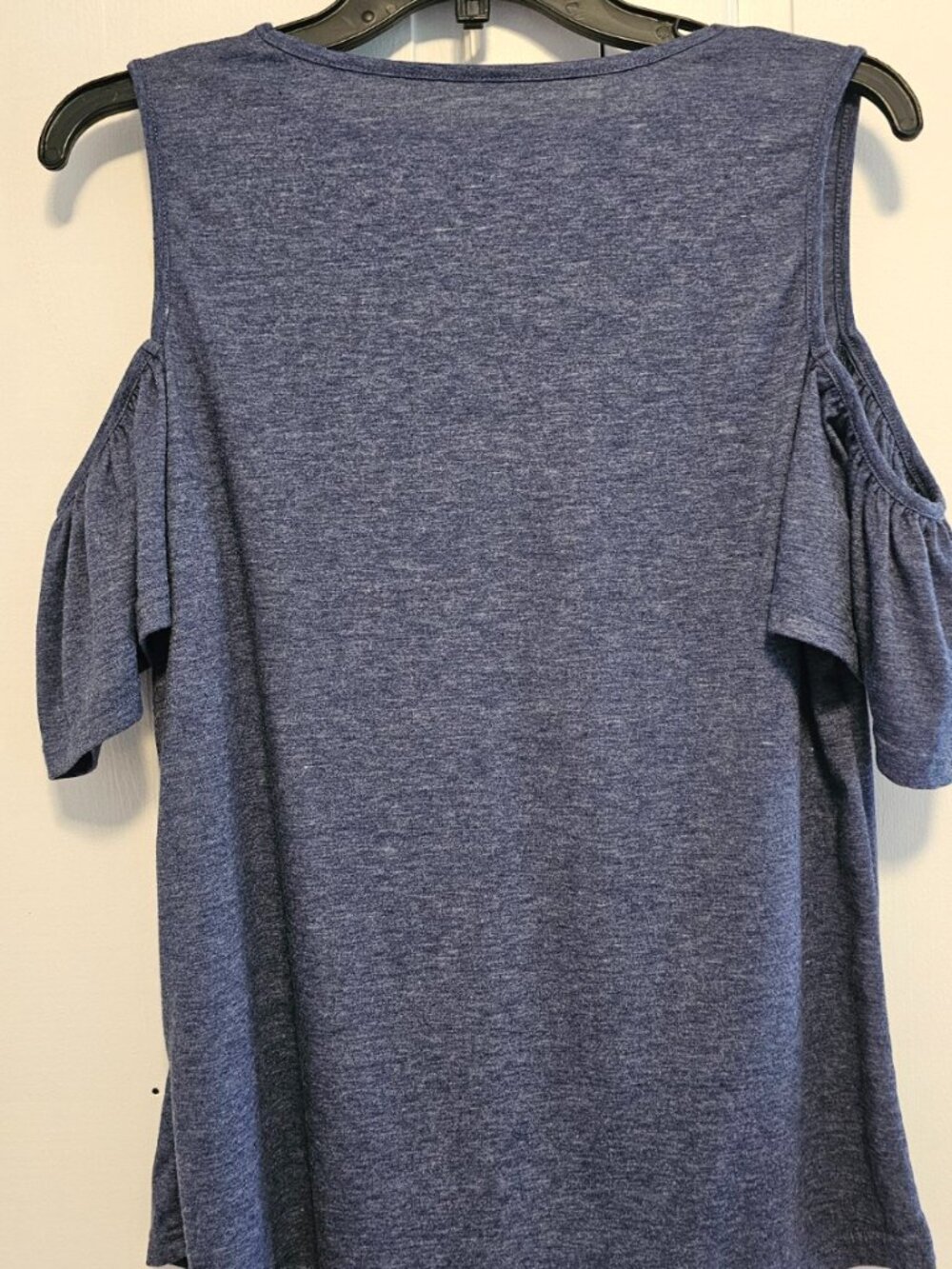 Blue Heathered Cold-Shoulder Top - Picture 3 of 6